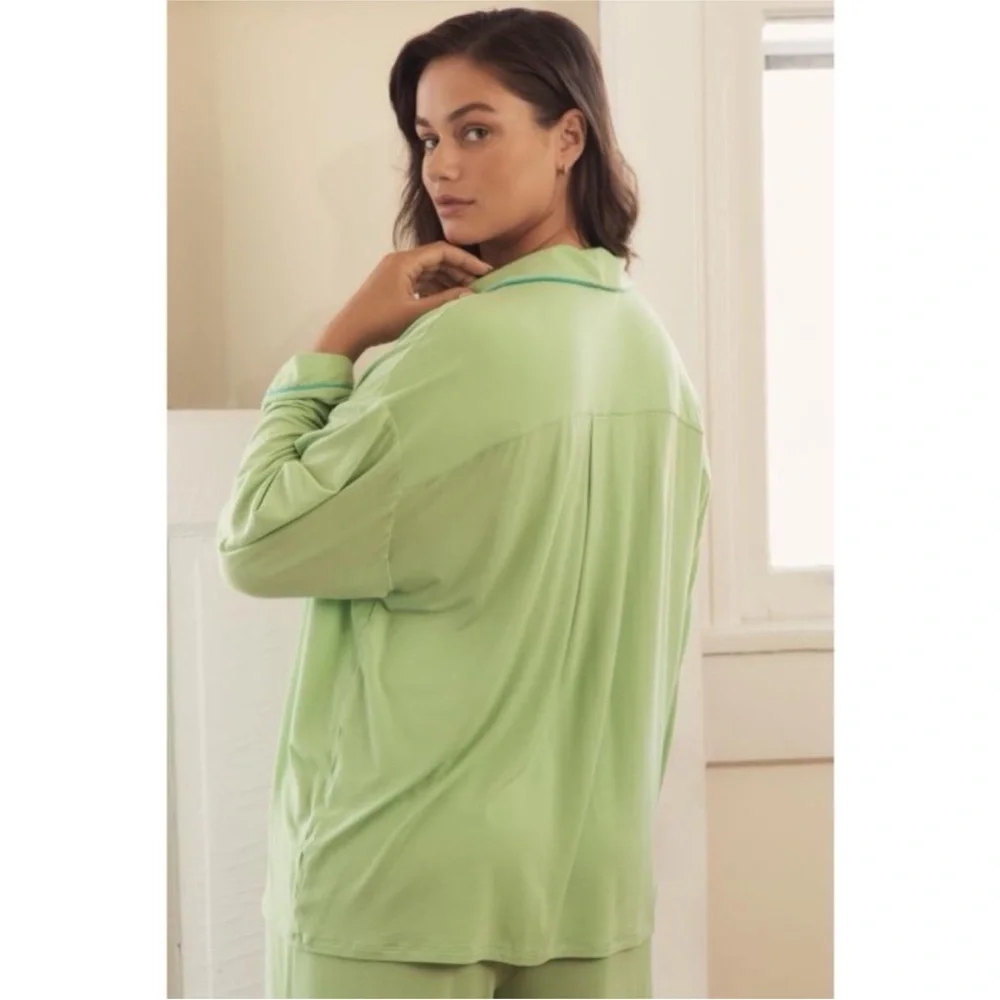 ANTHROPOLOGIE The Briar Piped softest Pajama Long Sleeve Shirt Top Edition XS